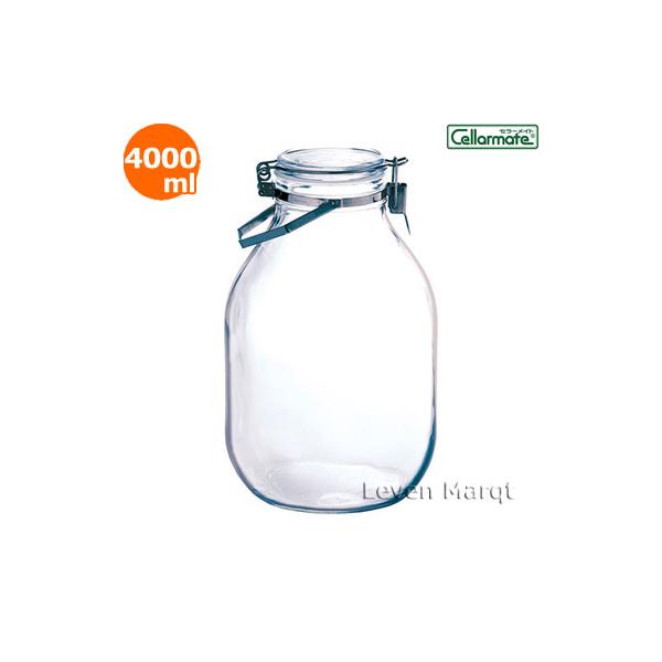 ガラス密閉びん4.0L 取っ手付き セラーメイト優れた密閉性と豊富なサイズで、粉末や乾物入れから、果実酒づくりと幅広くお使いいただけます。梅酒作りにピッタリなサイズです。梅酒作りは、4Lの容器＋梅1kg＋ホワイトリカー1.8Lが基本です。サ...