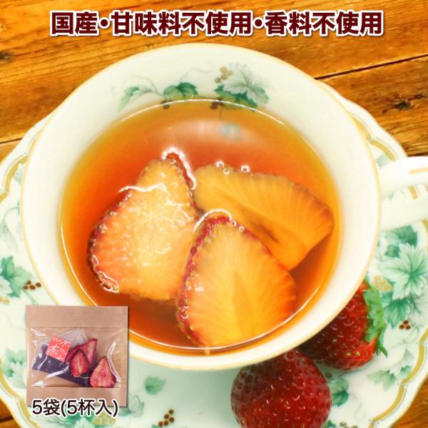 いちごティー 紅茶 ティーバッグ ストロベリー 5袋 食べれるフルーツティー ドライフルーツ 和紅茶 ギフト ポット 国産 甘味料不使用 香料不使用 爆買