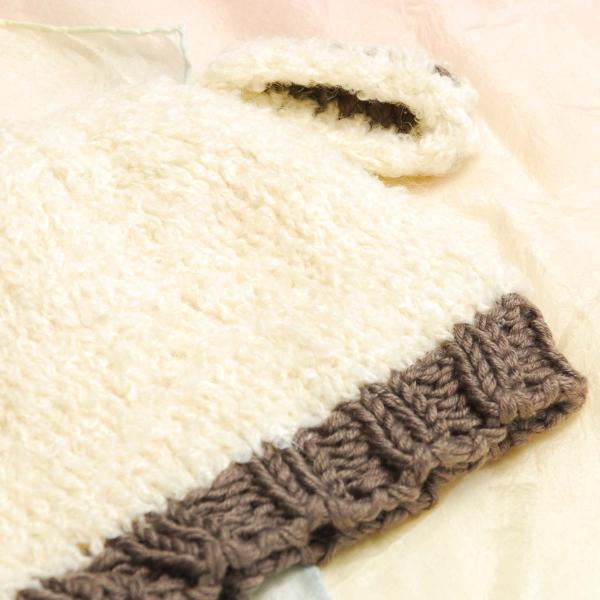 コスチューム 写真撮影 記念写真 赤ちゃん ベビー用帽子 ニット ベージュ 耳付き ふわふわ 新生児 ニューボーンフォト フォト