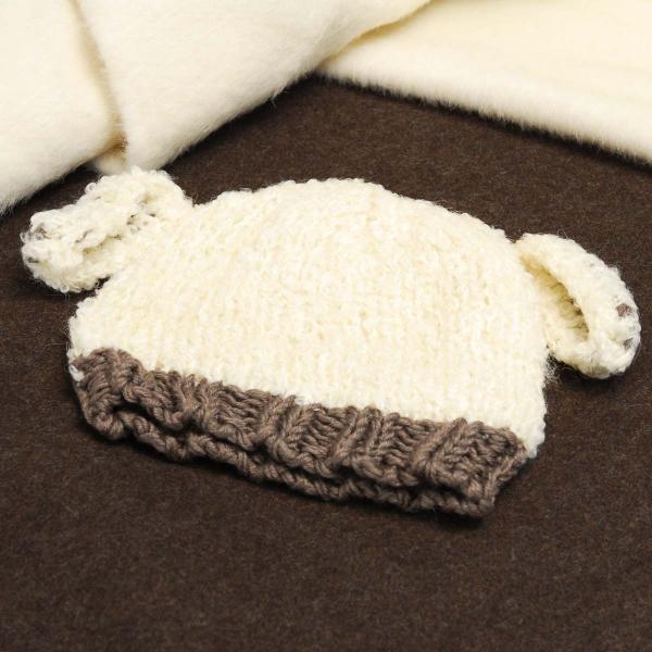 コスチューム 写真撮影 記念写真 赤ちゃん ベビー用帽子 ニット ベージュ 耳付き ふわふわ 新生児 ニューボーンフォト フォト