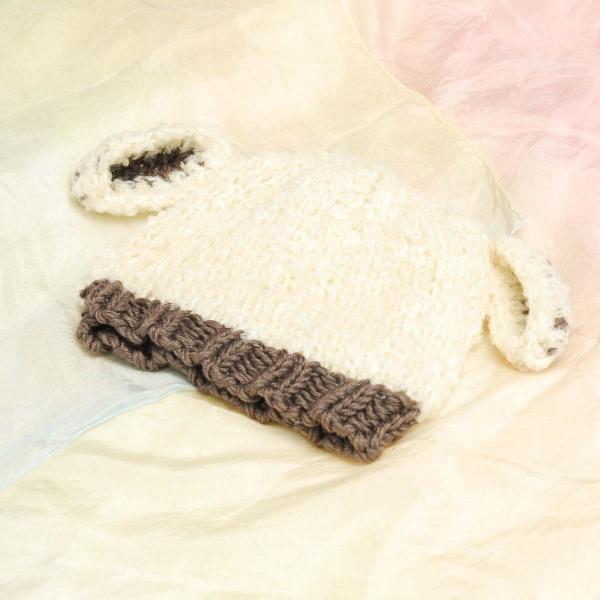 コスチューム 写真撮影 記念写真 赤ちゃん ベビー用帽子 ニット ベージュ 耳付き ふわふわ 新生児 ニューボーンフォト フォト