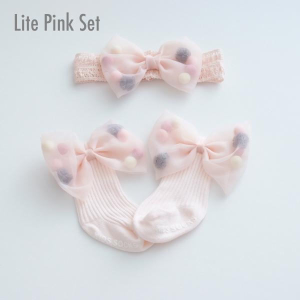 ヘアバンド＆靴下セット 2点セット S 9cm リボン レース ヘアバンド 靴下 ソックス 赤ちゃん ベビー 女の子 お出かけ ギフト プレゼント