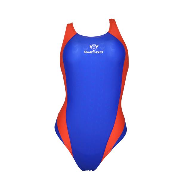 SWIMHXBY】 競泳水着 レディース ガールズ 281 ベーシック 青オレンジ