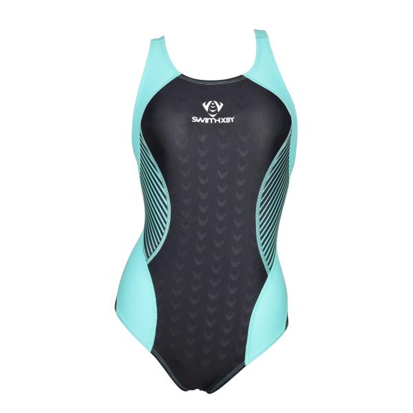 【SWIMHXBY】　競泳水着　レディース　ガールズ　289　ローレグ　黒エメラルド