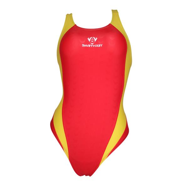 AQUASPHEREの 競泳用水着 赤と黄色 Lifesaving Japan AQUASPHEREの 競泳用水着 赤と黄色 Lifesaving Japan AQUASPHERE