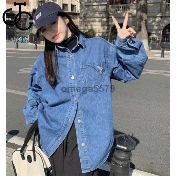 50’s スカシャツ シャツ レディース デニム 長袖 デニムシャツ デニムジャケット