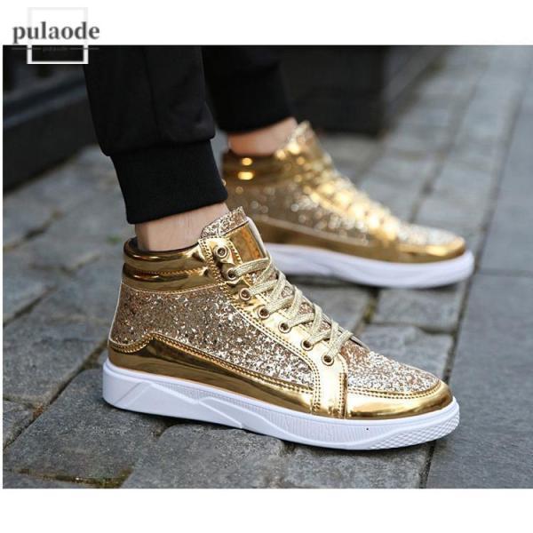 スニーカー メンズ グリッター ラメ キラキラ スパンコール ハイカット