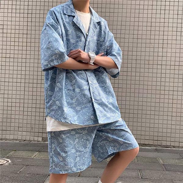 ジャージ メンズ スウェット上下セット お兄系シャツ 黒シャツ アロハシャツ 和柄 総柄 プリント ショートパンツ サマー 夏 ビーチ 送料無料 Dfhyhpq0026 良心ストア 通販 Yahoo ショッピング