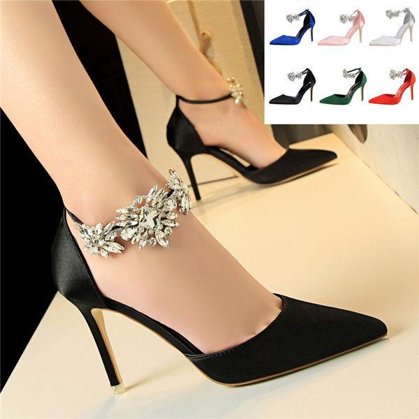 パーティーシューズ レディース パンプス ラインストーン ピンヒール ストラップ 結婚式 シューズ ハイヒール ポインテッドトゥ パンプス 送料無料 Hhirbih 良心ストア 通販 Yahoo ショッピング