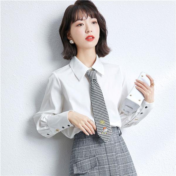 ブラウス レディース 女性 ブラウス シャツ ネクタイ付き 花柄刺繍 学園風 制服 オシャレ女性 ブラウス 春秋 送料無料 Hnsstbron0032 良心ストア 通販 Yahoo ショッピング