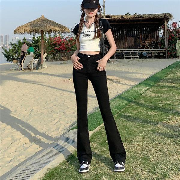 デニムブーツカットパンツ レディース ジーンズ デニムパンツ ハイウエスト ブーツカットパンツ パンツ 春夏秋 ウエスト調整 パンツ 送料無料 Hunzhgu 良心ストア 通販 Yahoo ショッピング