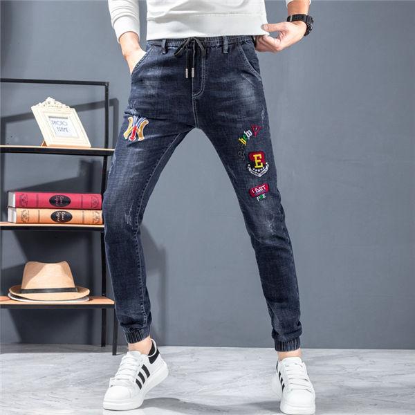 デニムパンツ メンズ ファッション デニムジーンズ 刺繍ジーンズ 刺繍デニム ワッペン 英語文字 おしゃれ 人気 美脚 リブ加工 オシャレ 春夏 送料無料 Kbnvmci0009 良心ストア 通販 Yahoo ショッピング