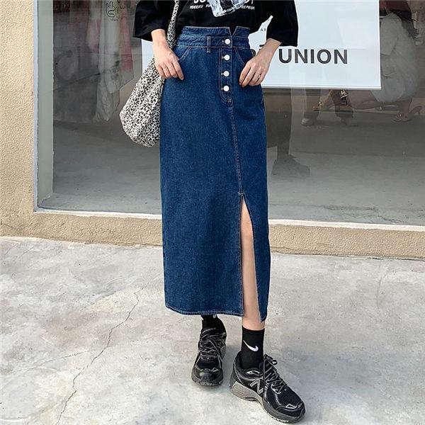 デニムスカート 可愛い 半身ワンピ レディース スリット ヴィンテージ風 脚長美ライン デニム風 ファッション カジュアル ゆったり 代 30代 送料無料 Kkucung0003 良心ストア 通販 Yahoo ショッピング
