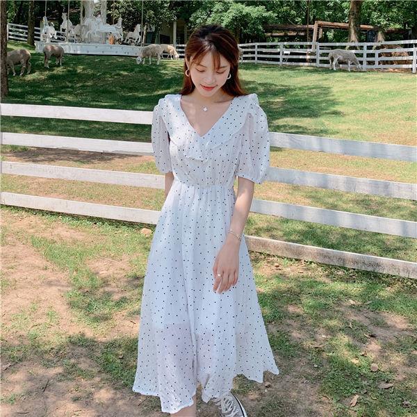 ワンピース レディース 半袖 Vネック 可愛い 水玉 ドット柄 夏スカート ビーチスカート ロングワンピース 海外旅行 夏服 長脚 美脚 夏スカート 送料無料 Kugnvku0028 良心ストア 通販 Yahoo ショッピング