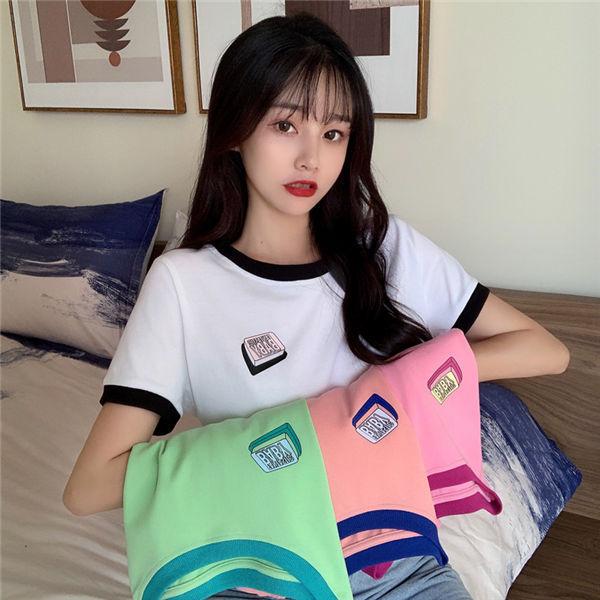 半袖tシャツ レディース Tシャツ 白tシャツ 袖口 配色切替え 可愛い ゆったり カットソー 半そでtシャツ ゆるカットソー 夏服 肌着 リゾート Kxinst 良心ストア 通販 Yahoo ショッピング