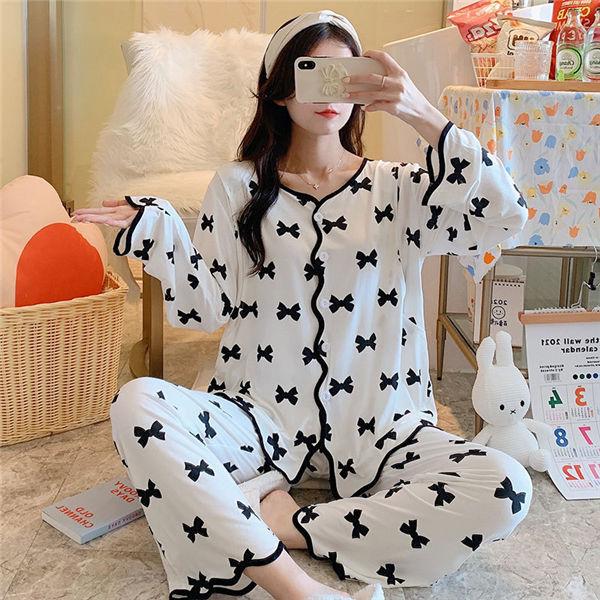 マタニティ パジャマ 上下セット 妊娠 長袖 ルームウェア 部屋着 リボン柄 前開きパジャマ 授乳口付き 可愛いマタニティパジャマ 春夏 授乳服 送料無料 Ppyzifku 良心ストア 通販 Yahoo ショッピング