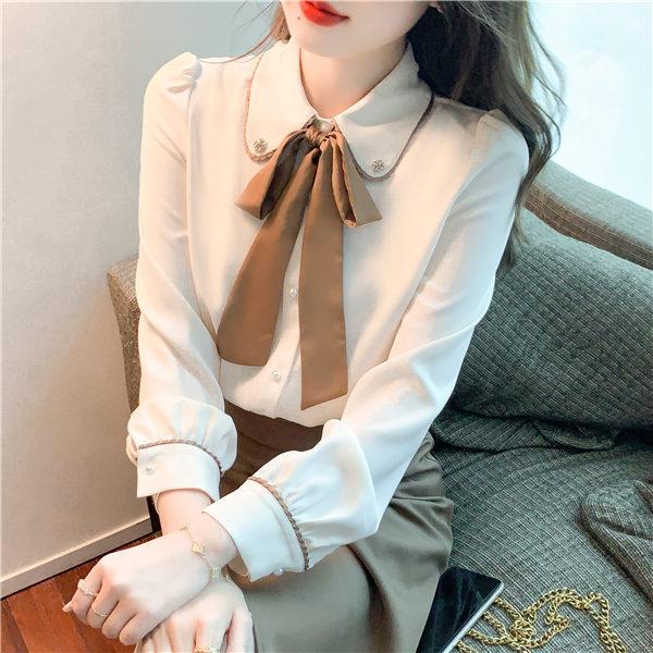 ブラウス レディース シフォンブラウス 長袖 オフィス 事務服 インナー 長袖 ブラウス 白シャツ 蝶リボン 卒業式 服 エレガント 取り寄せ 春夏 新作 Publsu1500 良心ストア 通販 Yahoo ショッピング