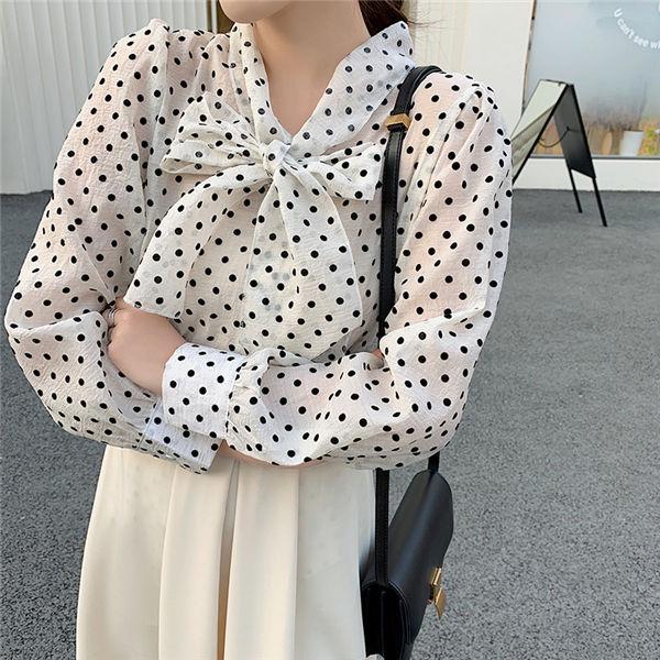 ブラウス レディース ブラウス 長袖 シャツブラウス 女性 水玉 ドット柄 ブラウス 上品 きれいめ 通勤 Ol ビジネス ゆったり 取り寄せ 春夏 Publsu1599 良心ストア 通販 Yahoo ショッピング