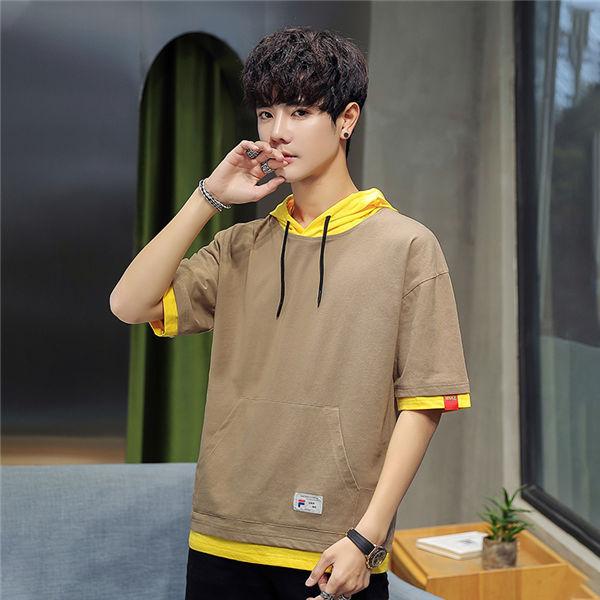 Tシャツ メンズ 半袖tシャツ T Shirt ワークtシャツ 帽子付きtシャツ 重ね風 重ね着 白tシャツ ティーシャツ Tシャツ 薄手 ドライ 通気 夏服 サマー Wpmnk 良心ストア 通販 Yahoo ショッピング