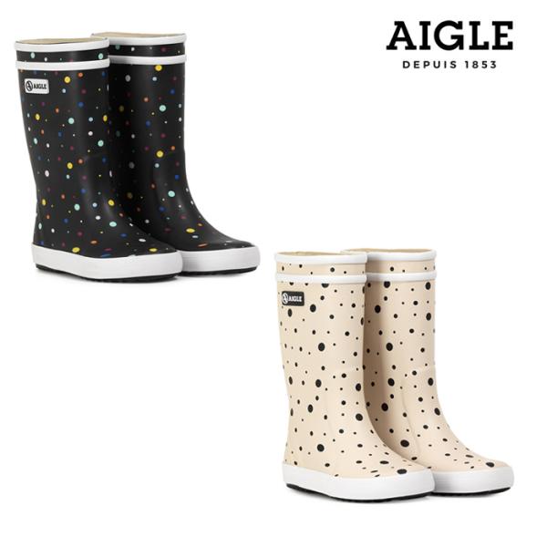 AIGLE LOLLY POP THEME ZZJR119 エーグル レインブーツ キッズ ロリーポップ テーマ レインブーツ ラバーブーツ 長靴 雨靴 男の子 女の子 黒 白