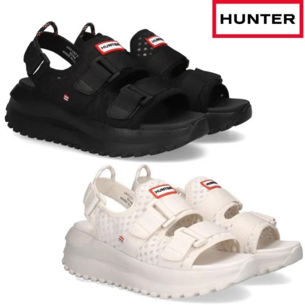 HUNTER ハンター UFF3120MSH ユニセックス トラベル フロー ダブル ストラップ サンダル カジュアル ブラック 黒 ホワイト 白 靴