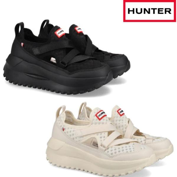 HUNTER ハンター WFF3123MSH レディース トラベル フロー メリー ジェーン トレーナー スニーカー カジュアル ブラック 黒 ホワイト 白 靴