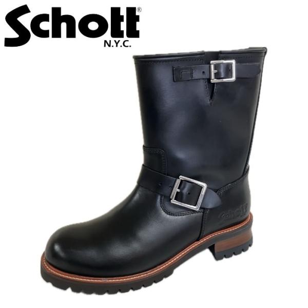 Schott ショット S28001 エンジニア ブーツ Engineer Boots Long メンズ エンジニアブーツ 靴 バイカー バイク乗り ブラック 黒 本革 ロングブーツ