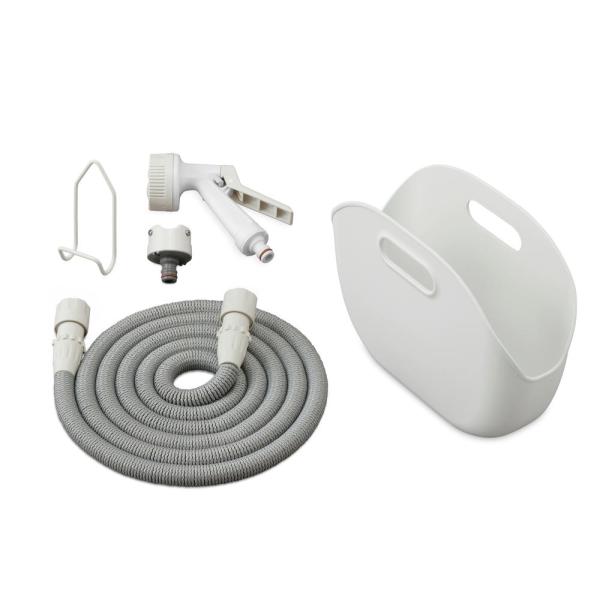 他サイト： アイリスオーヤマ 伸縮ホース 7m 水流切り替え4種 コンパクト 収納バッグ付き 幅約28.5×奥行約12.5×高さ約22.2cm 軽量 多機能ノズル ホースリール ホワイトの商品画像