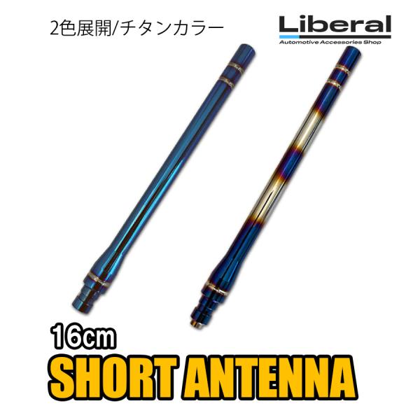 ショートアンテナ 汎用 車 アンテナ Mサイズ 13cm Lサイズ 16cm 高感度 外装 カスタム ヘリカルアンテナ チタンカラー ブルー 外装カスタム