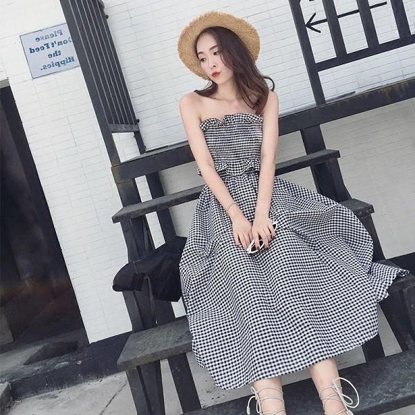 ギンガムチェック マキシワンピース 韓国ワンピース ノースリーブ お嬢様 夏 バカンス リゾート 旅行 お出かけ デート Buyee Servicio De Proxy Japones Buyee Compra En Japon