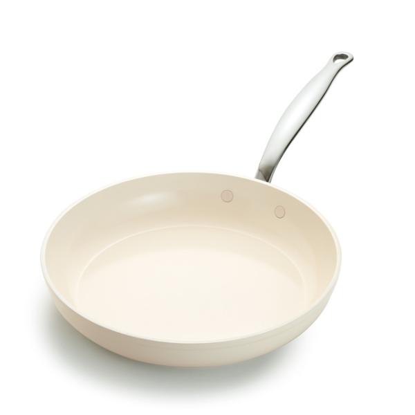 フライパン 26cm グリーンパン バルセロナプロ ホワイト CC010760-104 深さ4.7cm フッ素不使用 セラミックコーティング 食洗機・IH可  GreenPan