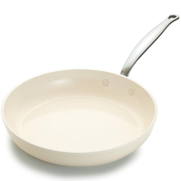 グリーンパン バルセロナプロ フライパン 28cm ホワイト CC010761-104 深さ4.8cm フッ素不使用 セラミックコーティング 食洗機・IH可  GreenPan
