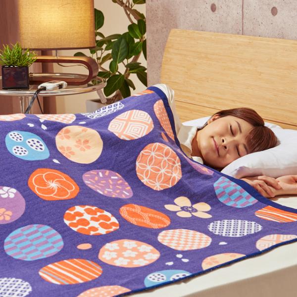 電気綿掛敷兼用毛布 ワイド 約190cm×140cm オリジナルデザインプリント 毛羽部分は天然コットン100% sugibo SB20MKW04 Sugibo Sugibo(スギボー) 電気毛布 綿 掛敷毛布 ワイド 80W 190×140cm