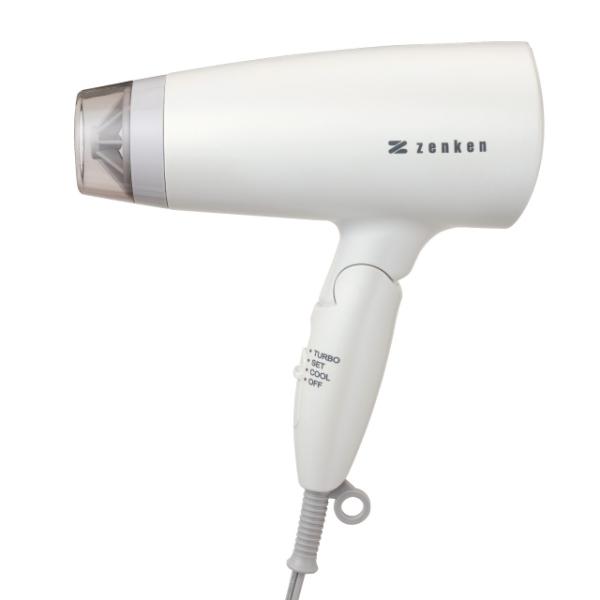 ゼンケン 電磁波低減 ヘアケアドライヤー ホワイト [ZD-750PW] 遠赤外線仕様 低温風 マイナスイオン 高風量ノズル 掃除用ブラシ付属 1年保証 ZENKEN