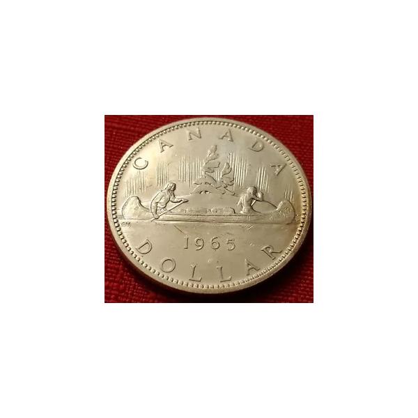 1965年 カナダ 1ドル  エリザベス2世 本物保証 銀貨 1965 年カナダ 1 ドル銀貨、エリザベス 2 世。 KM# 64.1 : WORLDRE
