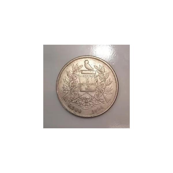 5. 格付けされていない 1894 年、グアテマラ、国連ペソ。銀貨