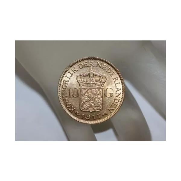 1917 オランダ オランダ女王ウィルヘルミナ ゴールド 10 グルデン レア