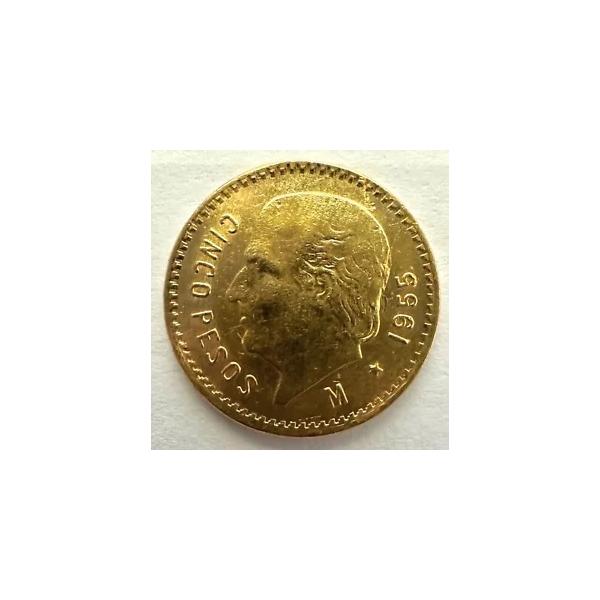 1955 メキシコ ゴールド 5 ファイブ シンコ ペソ 金貨 4.1 グラム