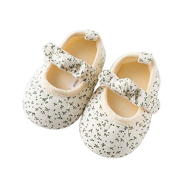 Baby Nest ベビーシューズ 女の子 ドレスシューズ フォーマル ホワイト 12 18m 花 引き出物 キッズ ルームシューズ 子供靴