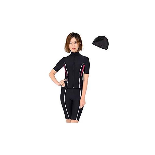 Ryan Dvan フィットネス水着 レディース 水着 半袖 体型カバー ピンク セール品 き めくれ防止 Xl セパレート