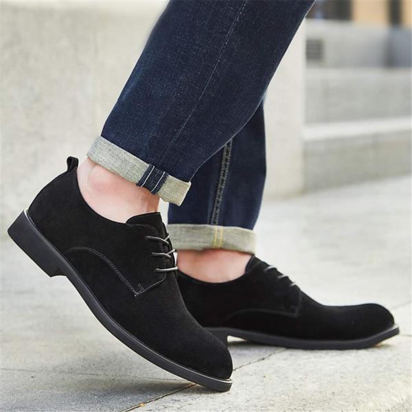 Rakuji レースアップシューズ メンズ スエード 本革 カジュアルシューズ スウェード メンズ スエードシューズ 大人 ビジネス