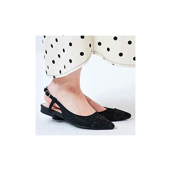 オリエンタルトラフィック パンプス ポインテッド 細身 バックストラップ 異素材 抜け感 レディース Black Others S