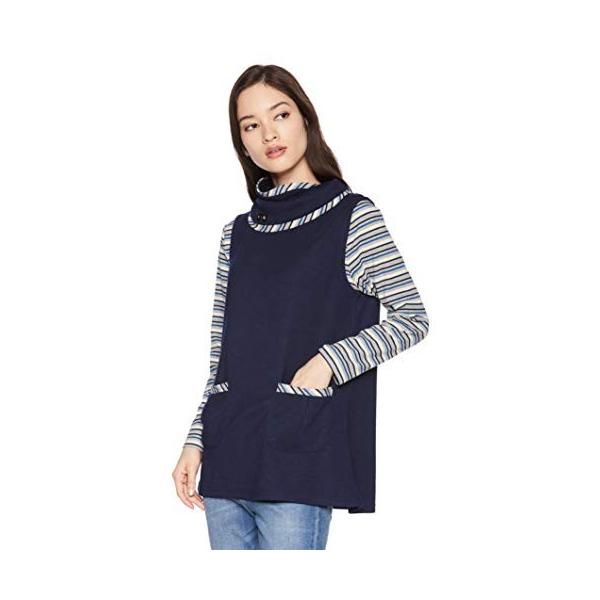 ラナリオン カットソー インナーボーダーベストアンサンブル レディース 日本 日本サイズm L相当 M L 紺 ブルー グレー 付与