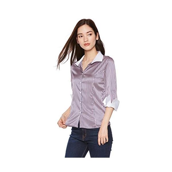 ナラ カミーチェ ストレッチサテンストライプスタンドカラー七分袖シャツ 10 81 02 029 レディース ピンク 日本 日本サイズ お買い得 S