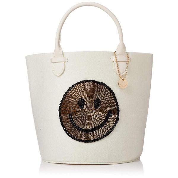 カシュカシュ スマイルワッペン付きフェルトバケツ型トートバッグ 誕生日 お祝い カジュアル レディース Iv 01 00