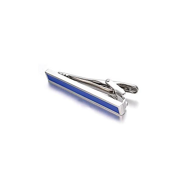Yoursfs ネクタイピン シンプル セール品 ブルー ストライプシンプルビジネス就職結婚式成人式男性バレンタインデープレゼント 人気シルバー