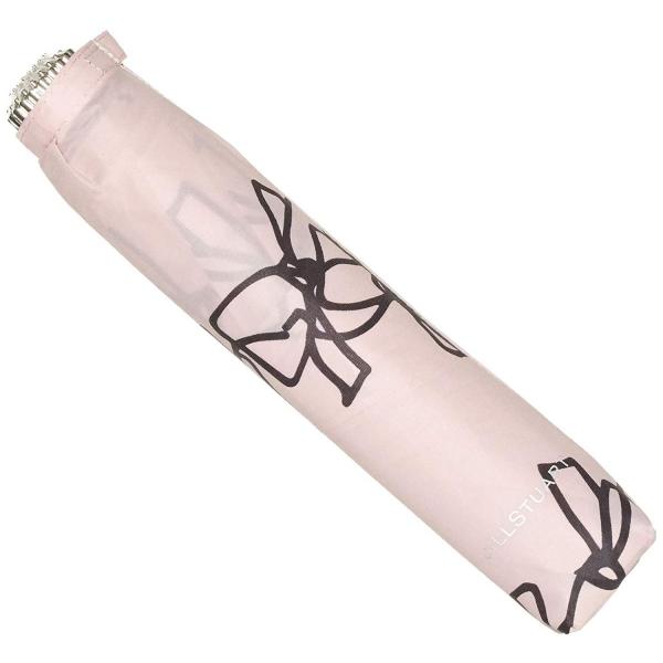 ジルスチュアート Aurora オーロラ Ji 21 リボン柄軽量カーボン折りたたみ傘 親骨55 カーボ サービス ピンク レディース