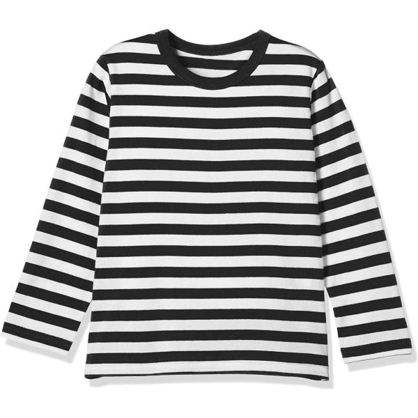 ベルメゾン 天竺長袖tシャツ D ガールズ Seasonal Wrap入荷 ブラックボーダー 110 相当 日本サイズ110 日本