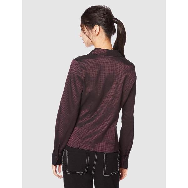 ナラ カミーチェ キャンペーンもお見逃しなく 変形千鳥ジャカードストレッチスタンドカラー長袖シャツ 10 92 01 028 レディース L ボルドー 日本 日本サイ