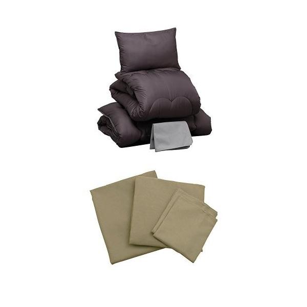 セット買い布団セット 5点 洗える ほこりの出にくい布団 抗菌 防臭 軽量 4点セット ピー 収納ケース付 ダブル 布団カバー セール特価 ブラック